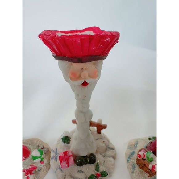 Vintage Santa Claus Candle Holder Set Of 4: Festive Christmas Decor With Santa F - Picture 14 of 16